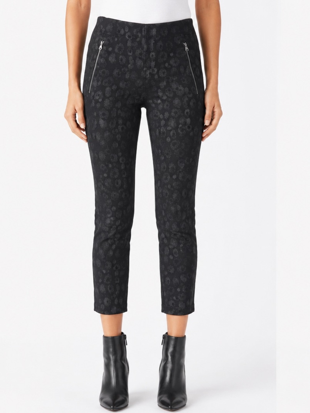 Rag & Bone Simone Leopard Print Zip Pocket Pants Black Size 6